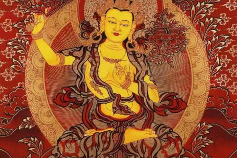 编号138-638955：红金唐卡-文殊菩萨（56*41CM左右）