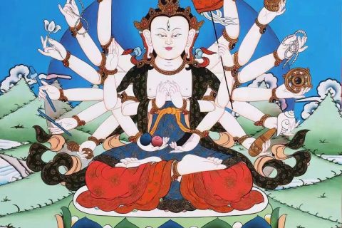 编号138-674325：彩绘唐卡-准提佛母（60*45CM左右）