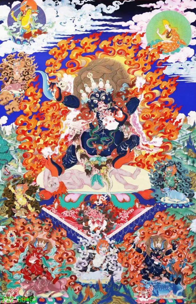 编号138-739199：彩绘唐卡-二臂玛哈嘎拉（80*52CM左右）