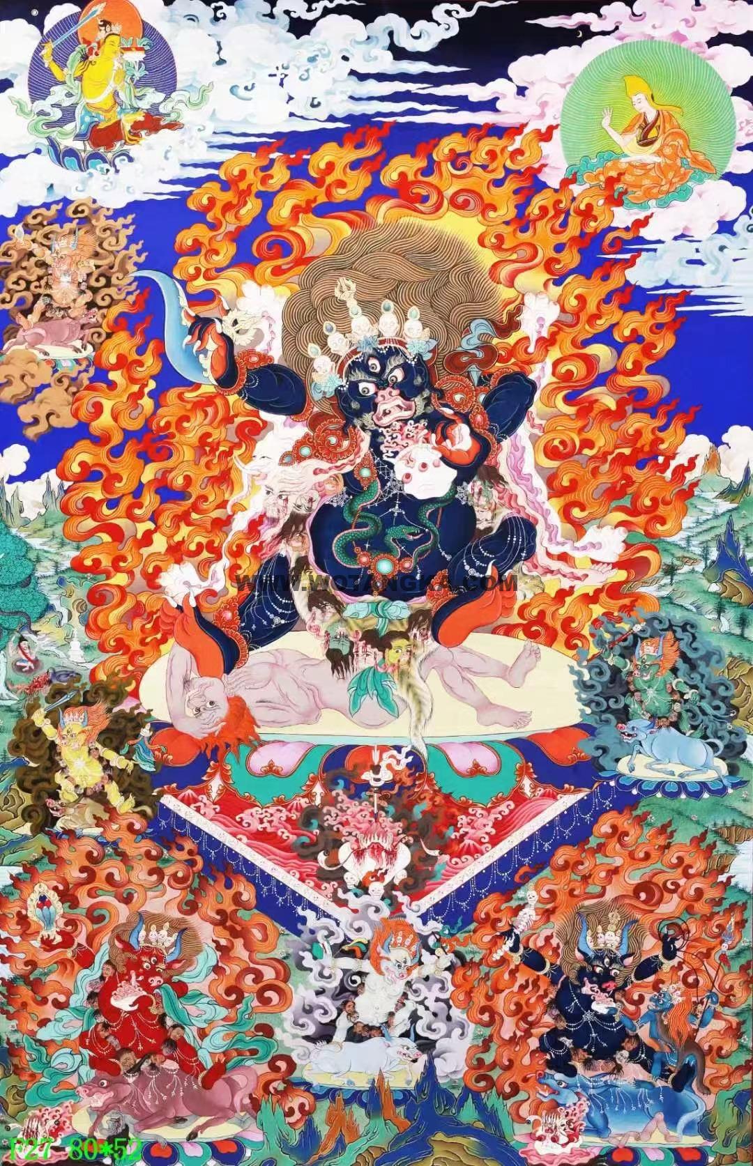 编号138-739199:彩绘唐卡-二臂玛哈嘎拉(80*52CM左右)