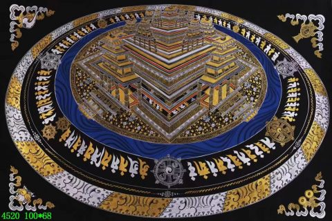 编号138-862327：黑金唐卡-立体时轮金刚坛城（100*68CM左右）
