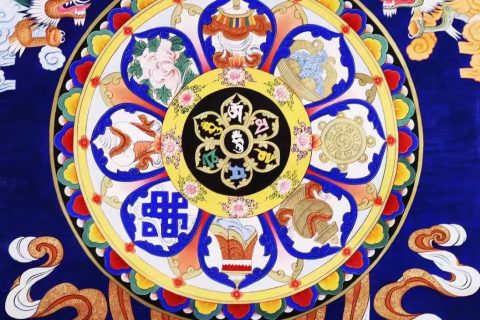 编号138-877709：彩绘唐卡-吉祥八宝坛城（69*69CM左右）