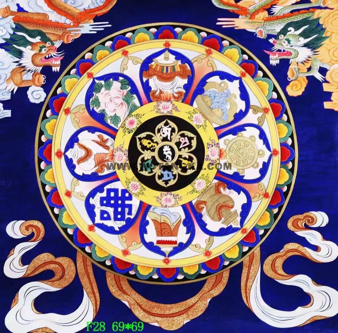 编号138-877709：彩绘唐卡-吉祥八宝坛城（69*69CM左右）