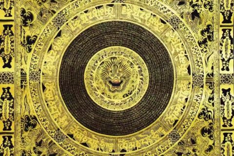 编号138-902633：黑金唐卡-龙坛城（50*49CM左右）