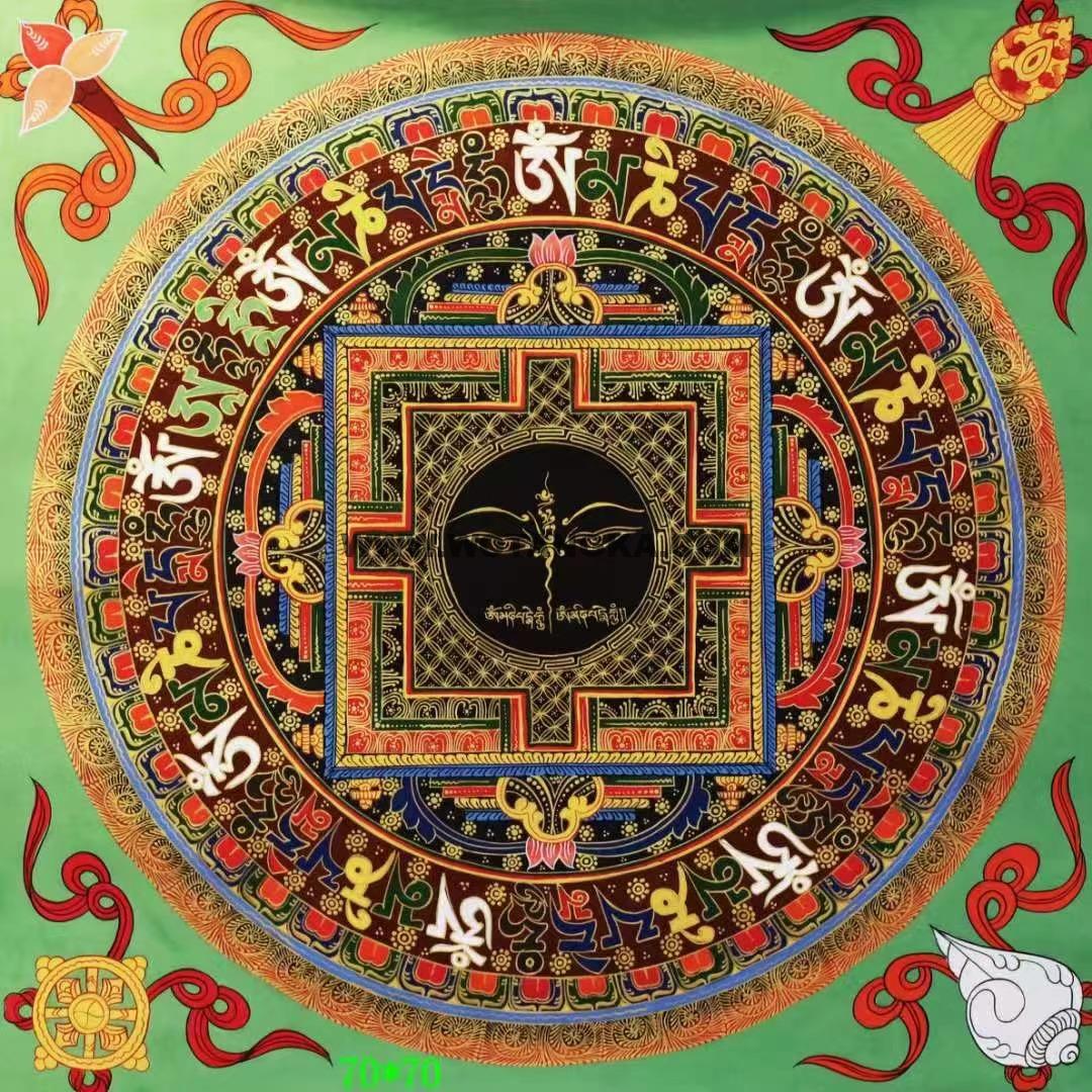 编号138-914921：彩绘唐卡-时轮金刚坛城（70*70CM左右）
