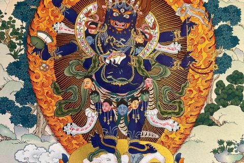 编号188-185192：彩绘唐卡-六臂玛哈嘎拉（70*50CM左右）