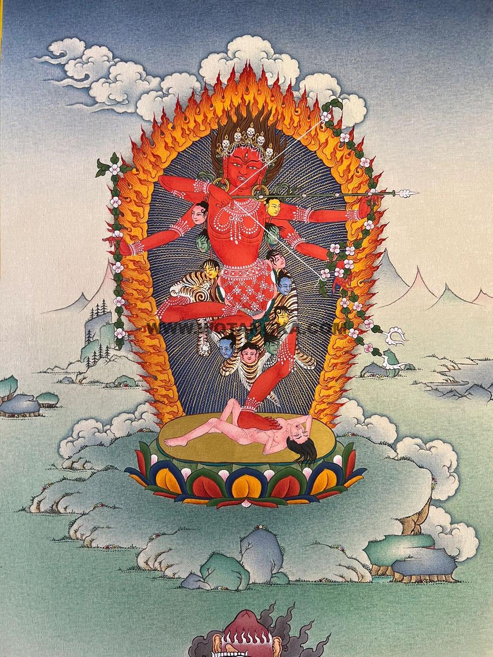 热贡-多杰才旦·画院:彩绘唐卡-作明佛母(70*50CM左右)