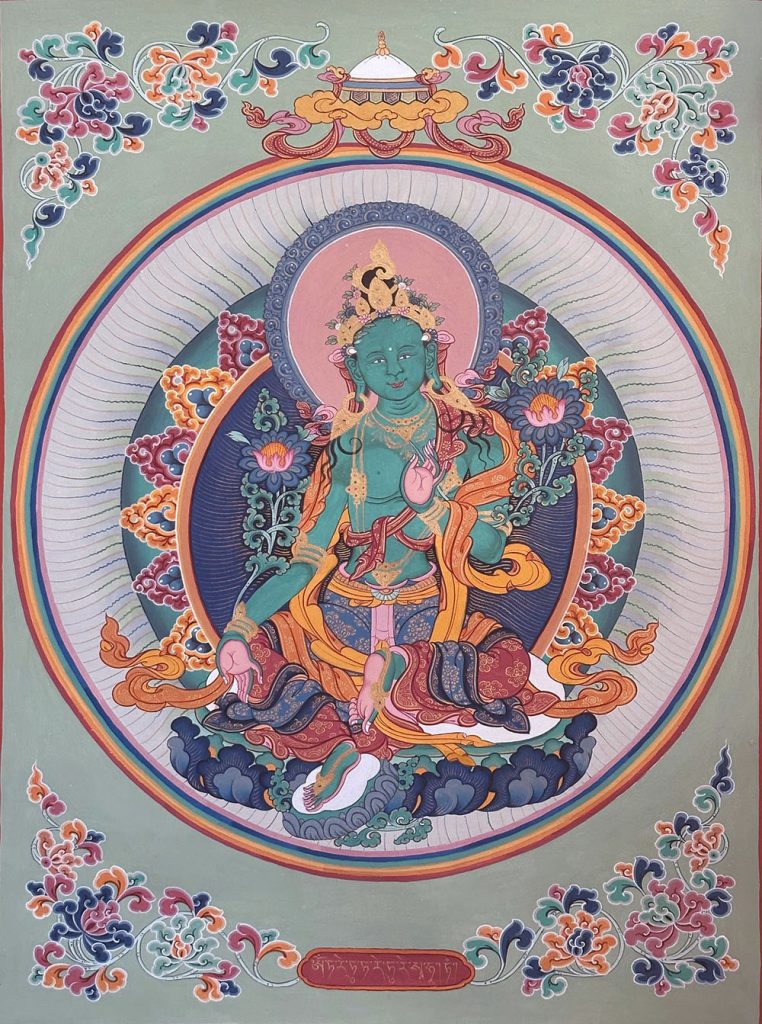 编号188-223836：彩绘唐卡-绿度母（60*45CM左右）