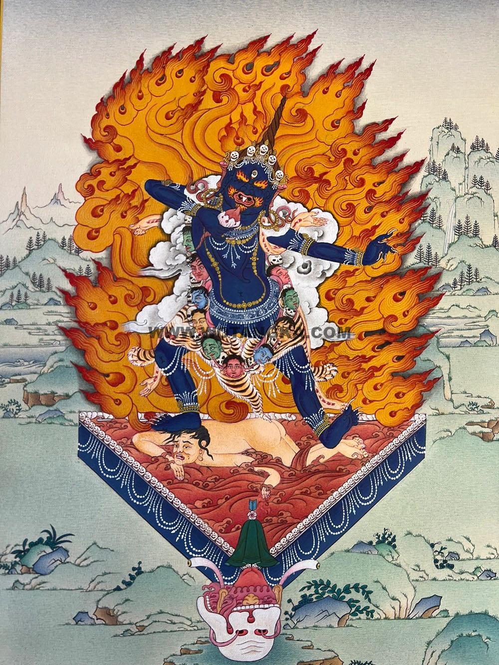 热贡-多杰才旦·画院:彩绘唐卡-一髻佛母(70*50CM左右)