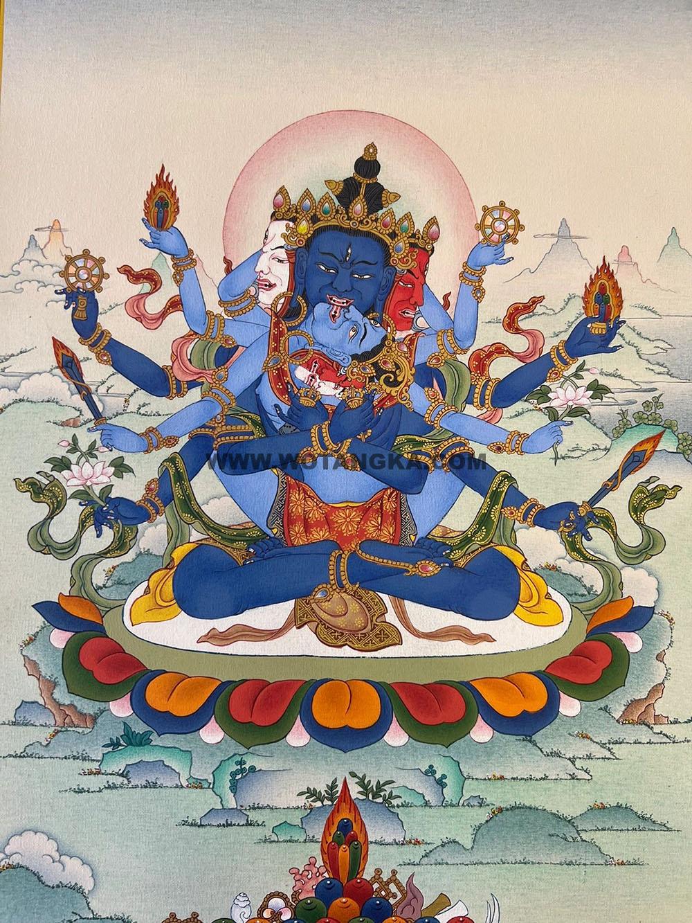 热贡-多杰才旦·画院:彩绘唐卡-密集金刚(60*45CM左右)