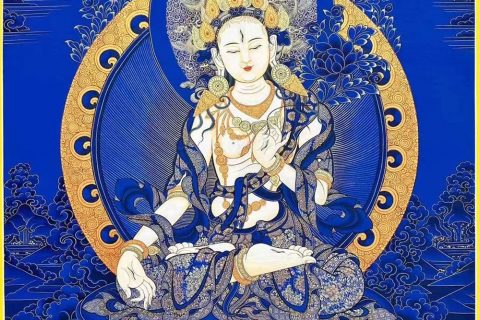 编号188-721205：蓝金唐卡-白度母（60*45CM左右）