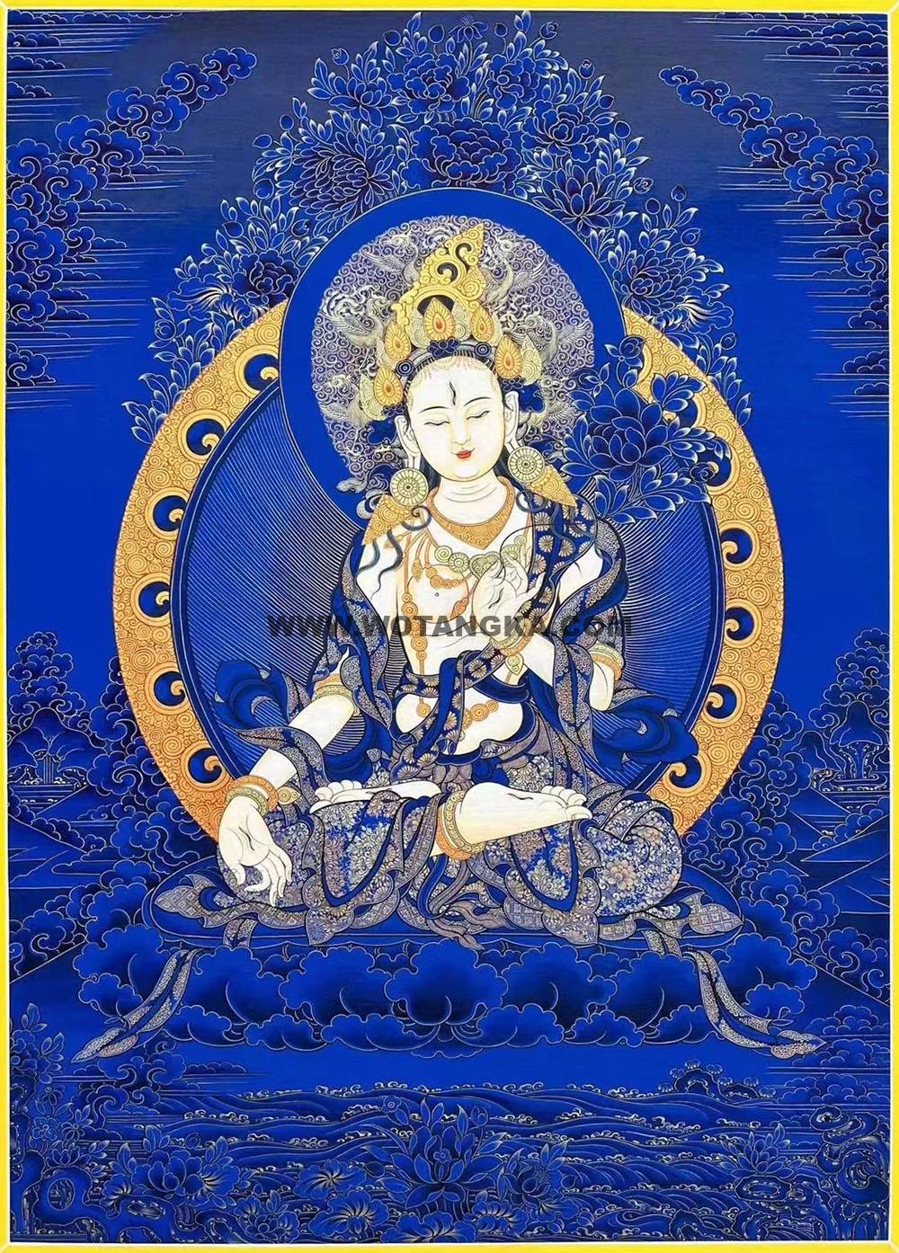 热贡-南加·画院:蓝金唐卡-白度母(60*45CM左右)