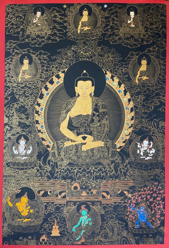 编号188-763306：黑金唐卡-阿弥陀佛（100*70CM左右）