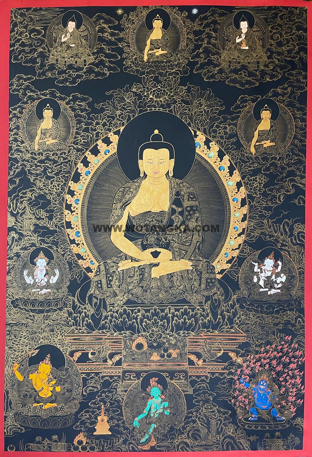 热贡-南加·画院：黑金唐卡-阿弥陀佛（100*70CM左右）