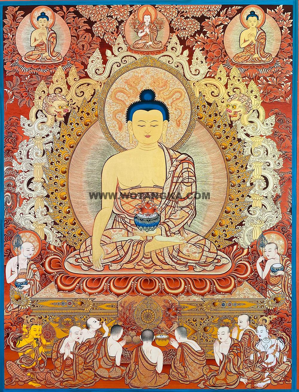 热贡-南加·画院：红金唐卡-释迦牟尼佛（100*70CM左右）