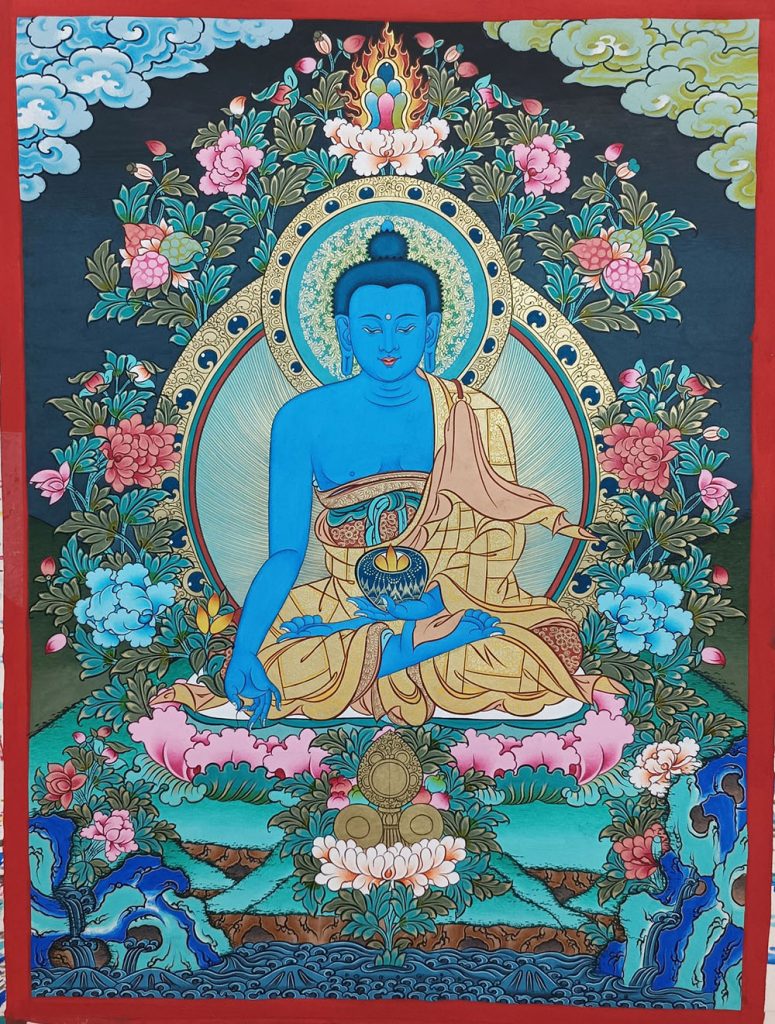 编号188-788247：彩绘唐卡-药师佛（60*45CM左右）