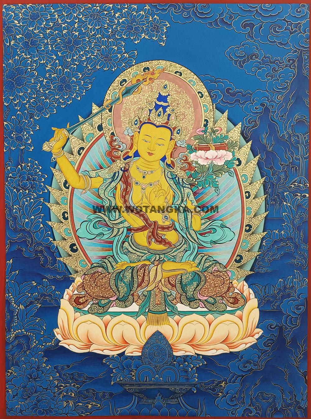 编号188-892909:蓝金唐卡-文殊菩萨(60*45CM左右)