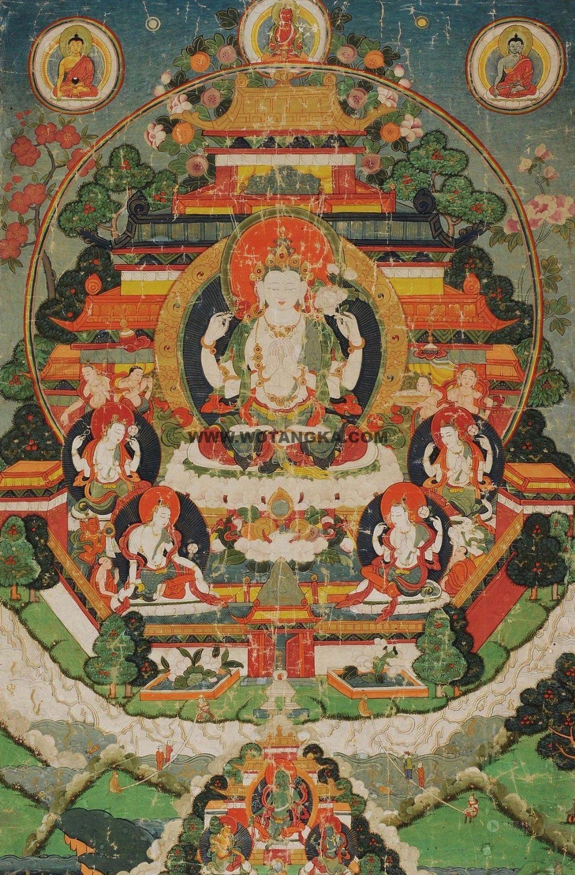 沃唐卡编号AC28120：四臂观音