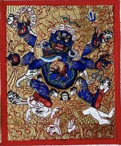编号118-1369779:彩绘小唐卡-六臂玛哈嘎拉(长方形·5*4CM左右)