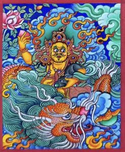 编号118-1416850：彩绘小唐卡-黄财神（长方形·5*4CM左右）