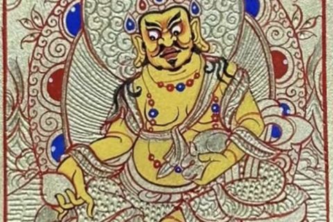 编号118-1486821：黄金小唐卡-黄财神（长方形·5*4CM左右）