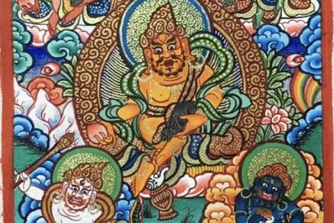 编号118-1745729：彩绘小唐卡-五方财神（长方形·5*4CM左右）