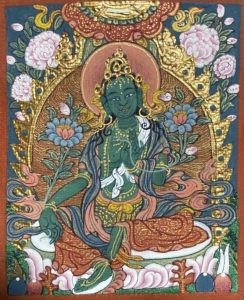 编号118-1956669：彩绘小唐卡-绿度母（长方形·5*4CM左右）