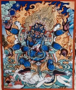 编号118-2159492：彩绘小唐卡-六臂玛哈嘎拉（长方形·5*4CM左右）