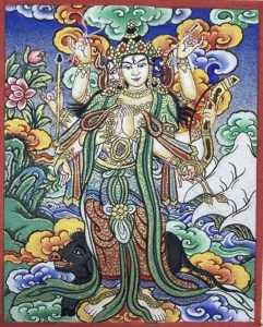 编号118-2181173：彩绘小唐卡-光明佛母·摩利支天（长方形·5*4CM左右）