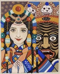 编号118-2204225:彩绘小唐卡-扎基拉姆(长方形·5*4CM左右)