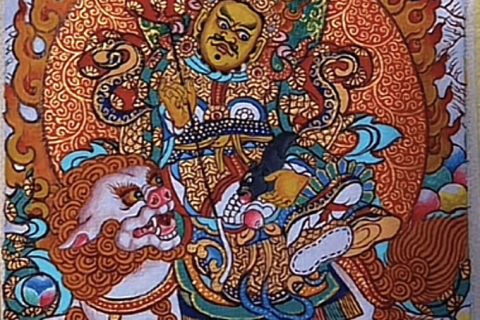 编号118-2252722：彩绘小唐卡-财宝天王（长方形·5*4CM左右）