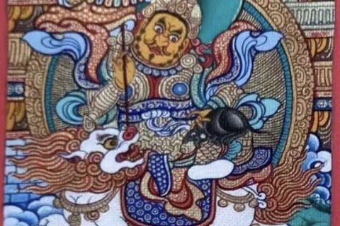 编号118-2319934：彩绘小唐卡-财宝天王（长方形·5*4CM左右）
