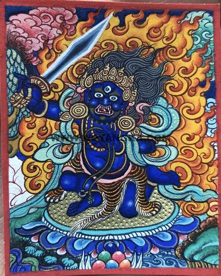 编号118-2828296：彩绘小唐卡-不动明王（长方形·5*4CM左右）