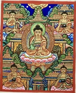 编号118-3206550：彩绘小唐卡-五方佛（长方形·5*4CM左右）