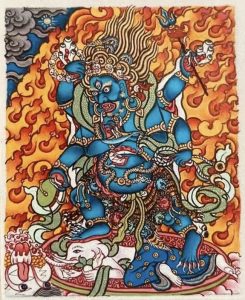 编号118-3377608：彩绘小唐卡-六臂玛哈嘎拉（长方形·5*4CM左右）