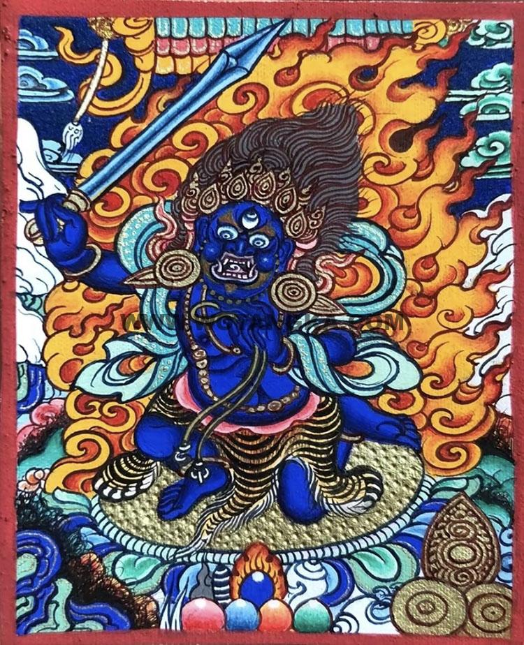 编号118-3593887：彩绘小唐卡-不动明王（长方形·5*4CM左右）