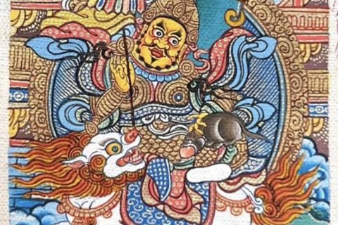 编号118-3661664：彩绘小唐卡-财宝天王（长方形·5*4CM左右）