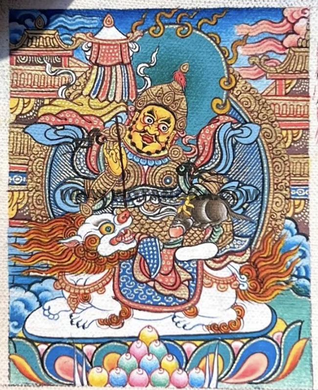编号118-3661664：彩绘小唐卡-财宝天王（长方形·5*4CM左右）