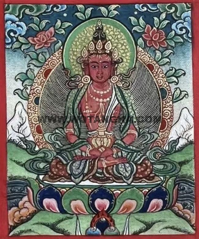 编号118-3751102：彩绘小唐卡-长寿佛（长方形·5*4CM左右）