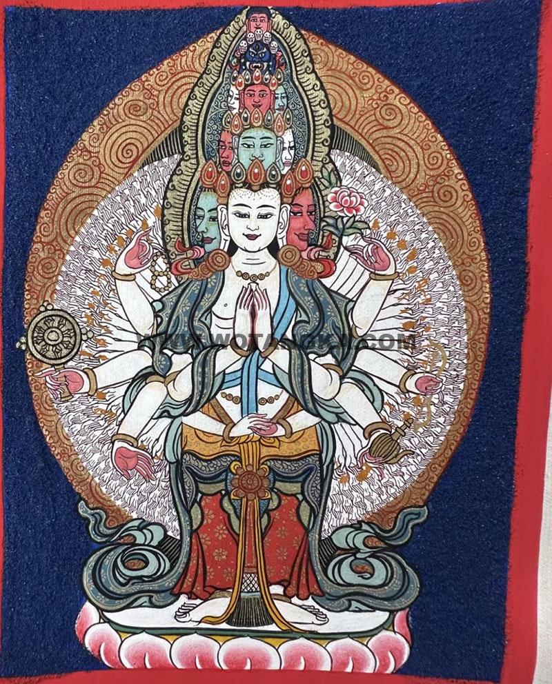 编号118-3997087：彩绘小唐卡-千手观音（长方形·5*4CM左右）