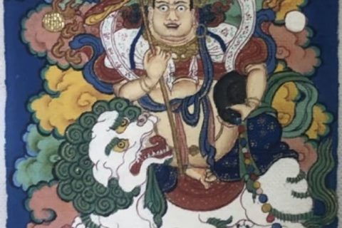 编号118-4092724：彩绘小唐卡-财宝天王（长方形·5*4CM左右）
