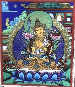 编号118-4158825：彩绘小唐卡-文殊菩萨（长方形·5*4CM左右）