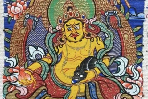 编号118-4658264：彩绘小唐卡-黄财神（长方形·5*4CM左右）