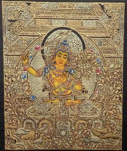 编号118-4722010:黑金小唐卡-文殊菩萨(长方形·5*4CM左右)