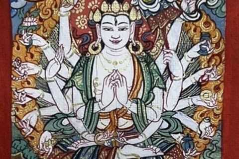 编号118-5759004：彩绘小唐卡-准提佛母（长方形·5*4CM左右）