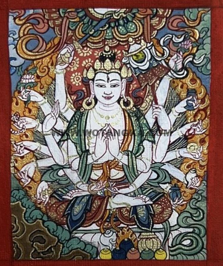 编号118-5759004：彩绘小唐卡-准提佛母（长方形·5*4CM左右）