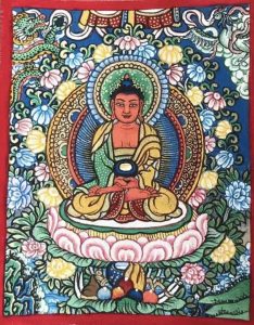 编号118-5809805：彩绘小唐卡-阿弥陀佛（长方形·5*4CM左右）