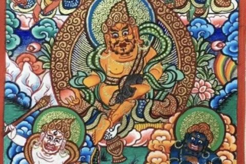 编号118-6070394：彩绘小唐卡-五方财神（长方形·5*4CM左右）