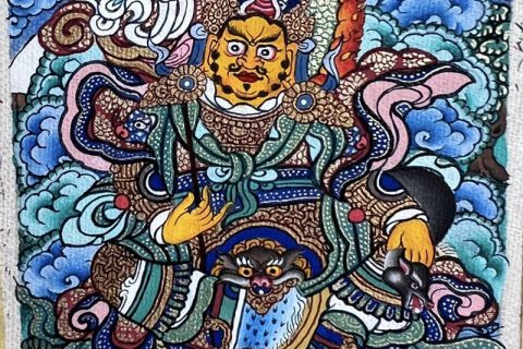 编号118-6092291：彩绘小唐卡-财宝天王（长方形·5*4CM左右）