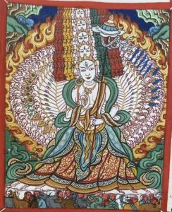 编号118-6142764：彩绘小唐卡-大白伞盖佛母（长方形·5*4CM左右）